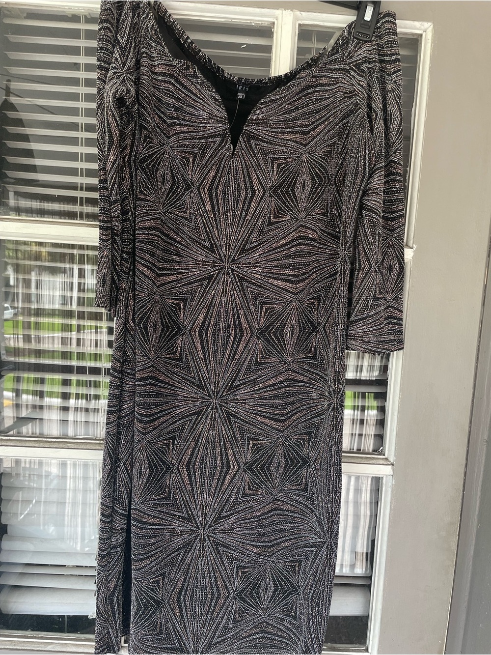 Black Metallic Bodycon off shoulder Plus size dress